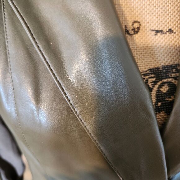 G by Giuliana Blazer Womens SZ Small Faux Leather Military Inspired Olive Green - Picture 4 of 6